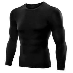 Camisas de compresión de capa base Protectores de erupción de un solo color Material de alta calidad hecho a medida y costura Hombres Rash Guard - Product Image 4