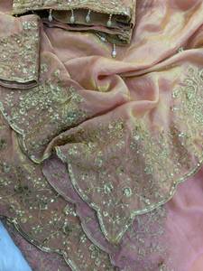 Designer Beautiful Thread And Sequence Work Space <b>Satin</b> <b>Saree</b> With Embroidery Work Fully Stitched Blouse - Product Image 5