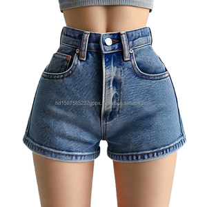 Short en jean taille haute pour femme ourlet fini coupe confortable conceptions de logo personnalisé short en jean style d'été chaud mode sexy - Product Image 4
