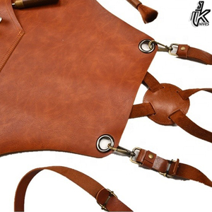 Tablier de cuisine BBQ d'atelier unisexe de haute qualité avec lanières réglables en cuir Tablier de barbier imperméable en PE-BD tissu avec logo personnalisé - Product Image 5
