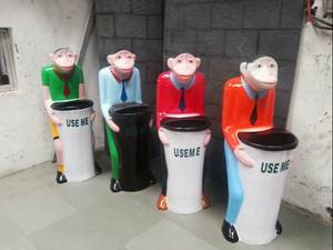 2025 Monkey Design FRP Poubelle en plastique de stockage sur pied pour l'extérieur sans couvercle pour la maison ou le bureau - Product Image 4