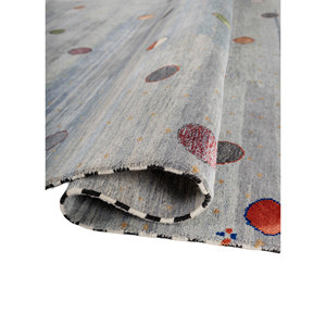 Alfombra de Lana y Seda Anudada a Mano Freedom Manchaha Azul, Rectangular 9x12, Diseño Abstracto de Rompecabezas para Pasillo, Uso Doméstico para Adolescentes - Lub-83 - Product Image 2