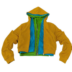 Fabricantes de sudaderas con capucha para ropa personalizada de algodón de peso pesado French Terry Street Sudadera con capucha con cremallera de tres capas para hombres - Product Image 1