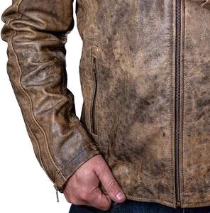 Custom <b>Men's</b> <b>Biker</b> Leather <b>Jacket</b> Natural Rustic Marks Cowhide Motorcycle Classic Style Leather <b>Jacket</b> 2024 Stand Collar - Product Image 2