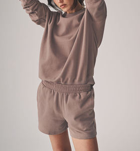 ชุดวอร์ม2ชิ้นสำหรับผู้หญิงวัสดุ100% ผ้าฝ้ายน้ำหนักเบาแห้งเร็วระบายอากาศได้ดีชุดวอร์มแบบกำหนดเอง - Product Image 3