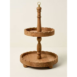 Bandeja de Servicio de Madera Blanca de 2 Niveles, Diseño Elegante, Hecha a Mano, para Decoración del Hogar, Bodas y Fiestas, Precio Razonable - Product Image 4