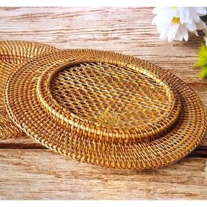 Assiette de chargement en rotin de qualité supérieure assiette de service de restauration rapide assiette de chargeur tissée pour ustensiles de cuisine prix raisonnable de table - Product Image 2