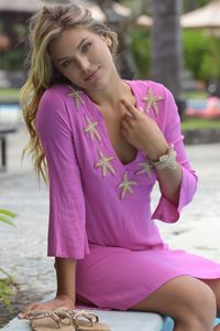 Tradicional bordado verano playa desgaste túnica Bikini cubrir bohemio bordado Vestido corto Top vestido de sol con encaje de ganchillo - Product Image 3