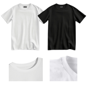 เสื้อยืดคอกลมสีขาวดำแขนสั้นสำหรับผู้ชายเสื้อยืดผลิตตามสั่ง - Product Image 3