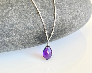 Collar con colgante de amatista púrpura en forma de lágrima, hecho a mano, de plata de ley 925, piedra de nacimiento de febrero, para uso diario, genuino Muse - Product Image 3