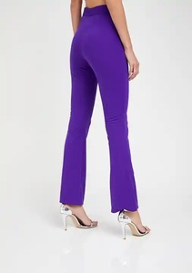 Pantalones lisos rectos de algodón sostenible para mujer de Vietnam Servicio OEM Pantalones ajustados de moda tejidos de cintura media Casual plano - Product Image 6