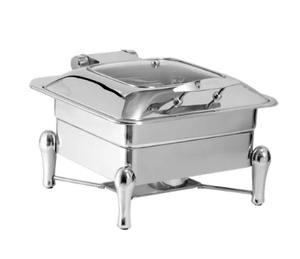 Plato de frotamiento cuadrado de acero inoxidable con calefacción de gas 7L Capacidad Servidor de buffet Marco cuadrado - Product Image 1