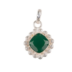 Pendentif en onyx vert, pierre précieuse, argent sterling 925, bijoux faits à la main pour femmes, cadeau d'anniversaire, élégant et unique - Product Image 1