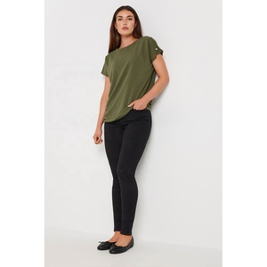 Camiseta sencilla de cuello redondo para mujer, camiseta de manga corta para el día a día, ropa informal de moda, venta al por mayor - Product Image 3