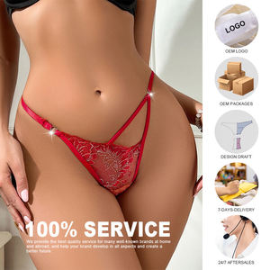 Tanga Sexy de Encaje Rojo con Volantes y Pedrería para Mujer, Ajustable, Transparente, con Control Ligero, para el Día de San Valentín - Product Image 5