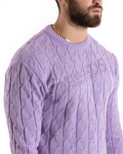 Couleur unie manches longues hommes chandails col rond tricot laine coton respirant haute qualité fabrication prix de gros hommes pull - Product Image 2