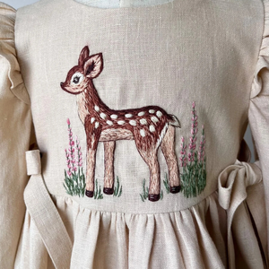 ชุดเดรสผ้าลินินปักทำด้วยมือสำหรับเด็กผู้หญิงสไตล์ลำลองสำหรับวันเกิดครั้งแรกของเด็กวัยหัดเดินผลิตในเวียดนาม - Product Image 2