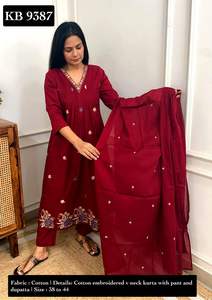 Nuevo Conjunto de Kurti Tradicional Indio de Algodón con Bordado, Kurta para Mujer para el Verano, Venta al por Mayor en India - Product Image 2