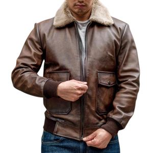 Chaqueta Bomber de Piel de Oveja Hecha a Mano para Hombre, Cuero Genuino, Cálida, Duradera, Cómoda y Elegante, Ropa de Abrigo de Invierno - Product Image 1