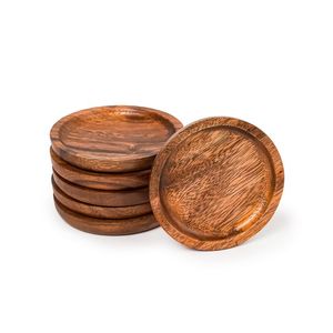 ที่รองแก้วทำจากไม้หลายชั้นแบบแข็งแรงทนทานชุดที่รองแก้วเครื่องดื่มไม้ไผ่6แพ็คพร้อมที่ยึด - Product Image 1