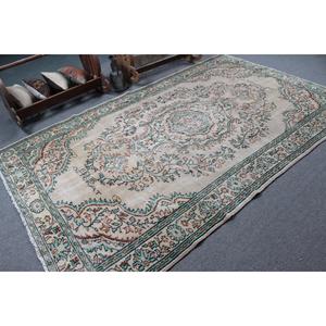Tapis turc vintage 5,9x9,9 pieds, tapis à bordures vertes - Product Image 2