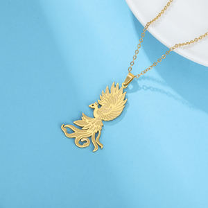 สร้อยคอจี้โมอิสซาไนต์สลักลายโซโลมอนฟีนิกซ์สไตล์วินเทจ เงินแท้ 925 ชุบทอง  จี้เครื่องประดับนำโชค ของขวัญสำหรับทุกเพศ - Product Image 4