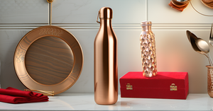 Metal Pure Copper Jointfree Water Bottle Handmade Leak Proof Copper Vessel for Travel <b>Gift</b> Packed <b>Red</b> Colored Velvet <b>Box</b> - Product Image 5