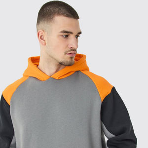 เสื้อฮู้ดไหมพรมถักแบบโอเวอร์ไซส์ สีบล็อก น้ำหนัก 360 กรัม สำหรับฤดูใบไม้ร่วงและฤดูหนาว ผลิตจากผ้าโพลีเอสเตอร์/คอตตอนฟลีซ สำหรับผู้ชาย - Product Image 3