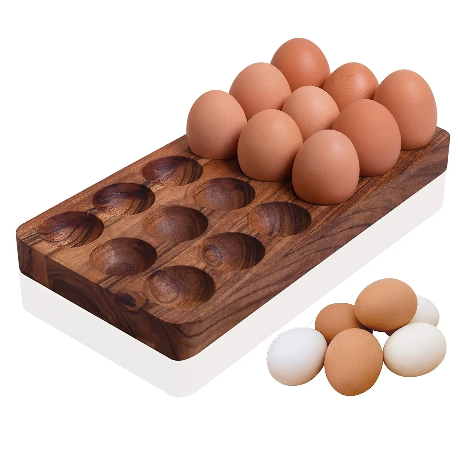 מחזיקי ביצים מעץ בסגנון אמריקאי מותאם אישית מתלה אחסון ארגונית ביצים עם מחיר סיטונאי גלם כפול יצרן ויצואן