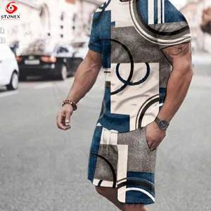 Pantalones cortos de manga corta para hombre, traje informal, gran oferta, Camiseta ajustada de verano para hombre, traje de dos piezas personalizado - Product Image 1