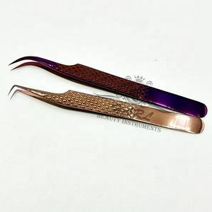 Pince à épiler d'extension de cils en acier inoxydable incurvée à 90 degrés avec pointe en fibre pour les sourcils - Product Image 6