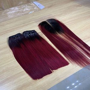 ผมต่อผมตรงกระดูกสีเบอร์กันดีสำหรับผู้หญิงผิวดำเทรนด์8A และ10A ผู้บริจาค - Product Image 1