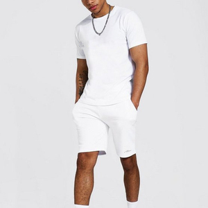 Conjunto de dos piezas de verano para hombre, chándal de color sólido con capucha y pantalones cortos, chándales superventas, 2021 - Product Image 1