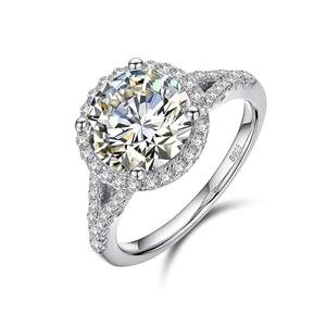 Anillo de Compromiso Personalizable de Moissanita de 9MM, 3CT, con Incrustaciones de Diamantes Redondos, Claridad VVS, en Oro de 18K, para Fiestas - Product Image 5