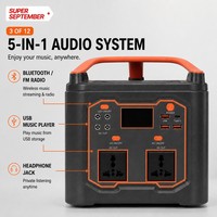 Batterie LiFePO4 200W, 4x lumières d'ambiance, enceinte Bluetooth, onduleur à onde sinusoïdale modifiée 76,8Wh, solaire