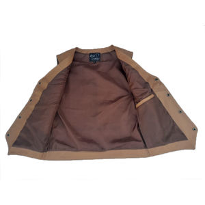 Vintage Men's Cowhide Leather Biker <b>Vest</b> Waterproof Winter Motorcycle Jacket with Button Decoration Warm Fabric <b>Cowboy</b> Style - Product Image 3