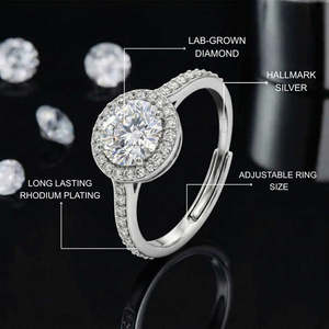 แหวนเงินประดับเพชรโมอิสซาไนต์ทรงกลม 0.75 กะรัต สำหรับผู้หญิง - Product Image 3