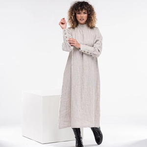 Robe en lin Renaissance Robe Boho en lin à manches bouffantes Robe Maxi en lin pour femmes - Product Image 1