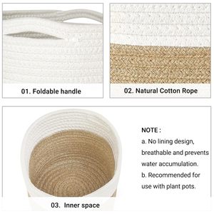 Panier à plantes en corde de coton tressée en jute, fait à la main, en fibre naturelle, pour la décoration de la maison et du jardin - Product Image 4