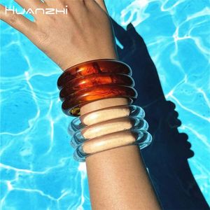 Pulsera Irregular Vintage de Resina Geométrica para Mujer y Niña, Brazalete de Acrílico de Ámbar y Mármol Grueso, Joyería de Diseñador de Moda - Product Image 3