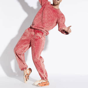 Chándal de hombre de alta calidad, estilo urbano, con efecto lavado, de tejido grueso, con LOGO personalizado, corte oversize, con patchwork desgastado y capucha - Product Image 6