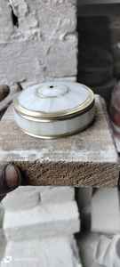 Handcrafted Classic Brass Round Pill <b>Box</b> with Mother of Pearl Inlay Floral Design <b>Small</b> Container for Medicine Jewelry <b>Storage</b> - Product Image 3