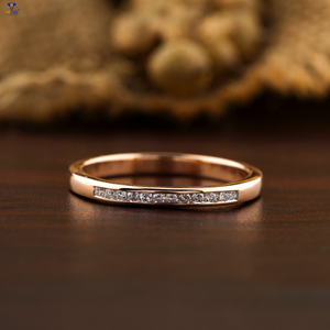 Anillo de diamante de corte brillante redondo TDW 0,10 | Ajuste de canal de oro rosa Cvd/Hpht Diamond Lab Stone - Product Image 1
