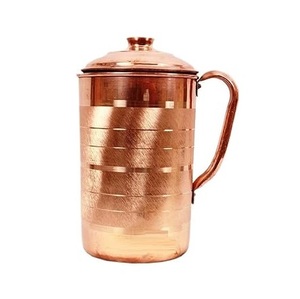 Jarra de Agua de Cobre Liso de Calidad Deluxe para Servir Agua en Restaurantes, Hoteles y Hogares, Jarras de Agua con Asa de Latón - Product Image 2
