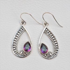 Cadeau d'anniversaire Mystic Topaz Gemstone Boucles d'oreilles 925 Solid Sterling Silver Topaze Boucles d'oreilles pour femmes filles, Dangle Earrings Silver - Product Image 3