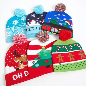 Bonnets en tricot de Noël, motifs variés, flocon de neige, arbre, bonhomme de neige, pompons, chapeaux chauds d'hiver, vacances, 100% acrylique, unisexe, vêtements festifs - Product Image 5