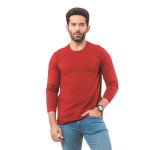 T-shirt à manches longues pour hommes, confortable et à la mode, de couleur rouge, pour tous usages, à bas prix - Product Image 1