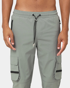 Pantalones Cargo de pierna recta para hombre, nailon, transpirable, con múltiples bolsillos laterales con cremallera, cintura elástica con cordón, informal, holgado, antiarrugas, Verano - Product Image 4