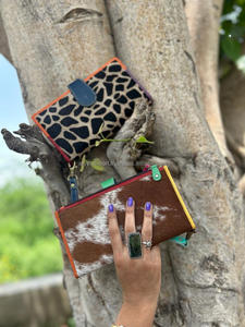 กระเป๋าคลัทช์หนังขนสัตว์สำหรับผู้หญิงหนังสัตว์รีไซเคิลหนังสัตว์แท้สีรุ้งแบบอเนกประสงค์กระเป๋าใส่บัตร ATM - Product Image 5