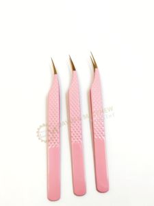 อุปกรณ์ต่อขนตาปลอมสีชมพูจำนวนมากแหนบขนตาแบบปรับแต่งโลโก้ได้ตามต้องการ - Product Image 5